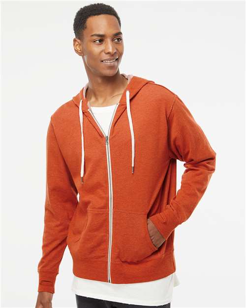 Heathered French Terry Full-Zip Hooded Sweatshirt