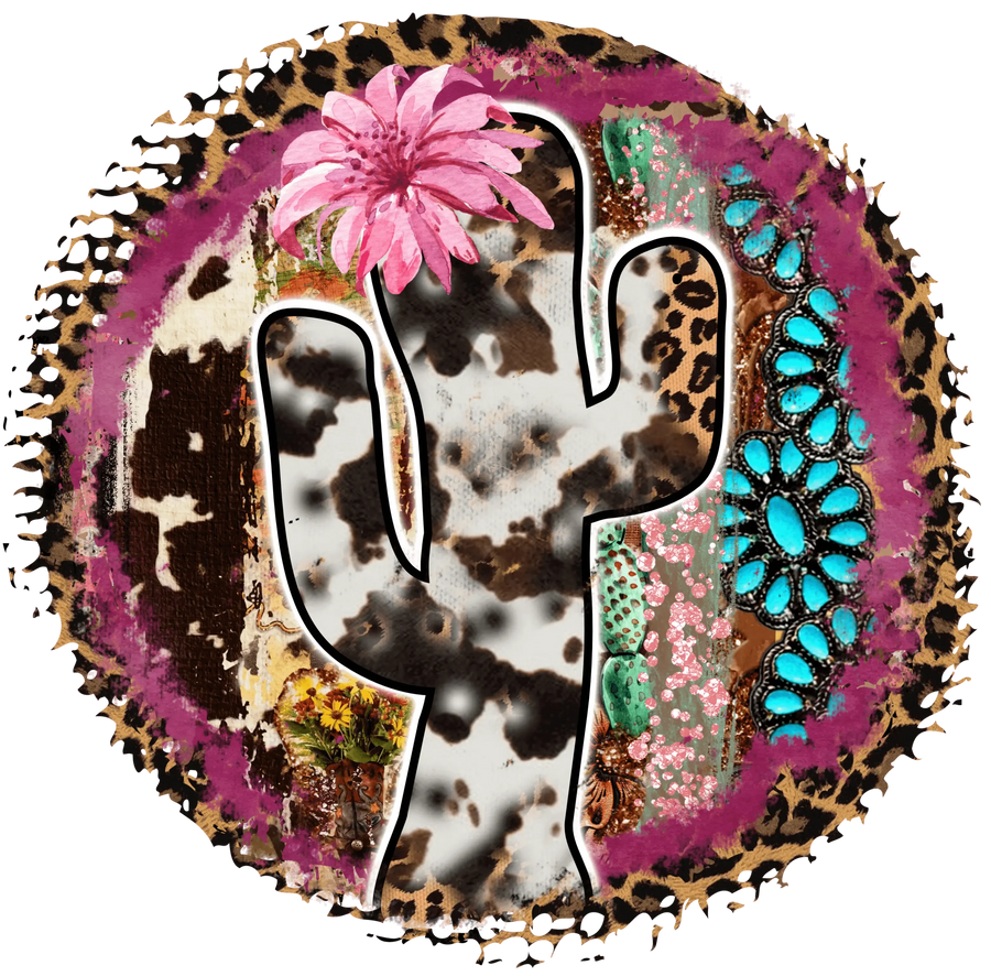 Wild Cactus Leopard Design - DTF Ready To Press