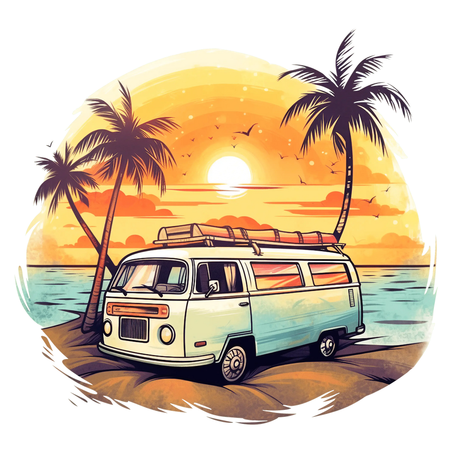 Retro Summer Sunset Design - DTF Ready To Press