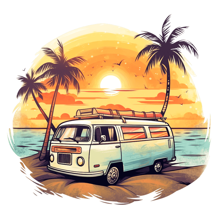 Retro Summer Sunset Design - DTF Ready To Press