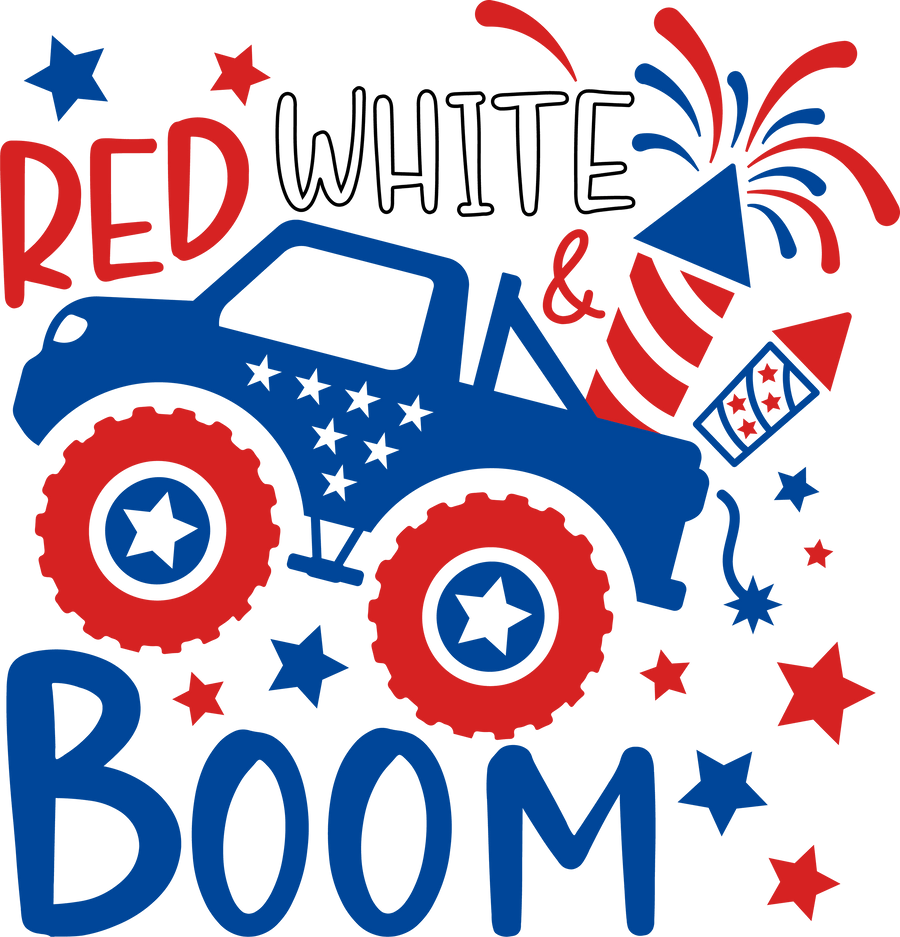 Red White Boom 4th Of July Design - DTF Ready To Press