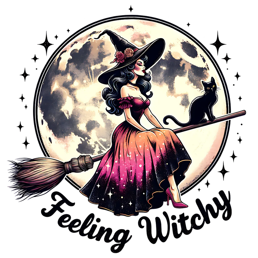 Witchy Moon Halloween DTF Transfer Ready to Press
