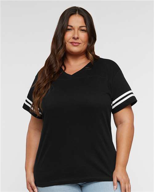 Women's Football V-Neck Fine Jersey Tee