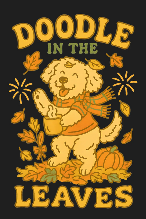 Doodle in the Leaves DTF Transfer Ready to Press