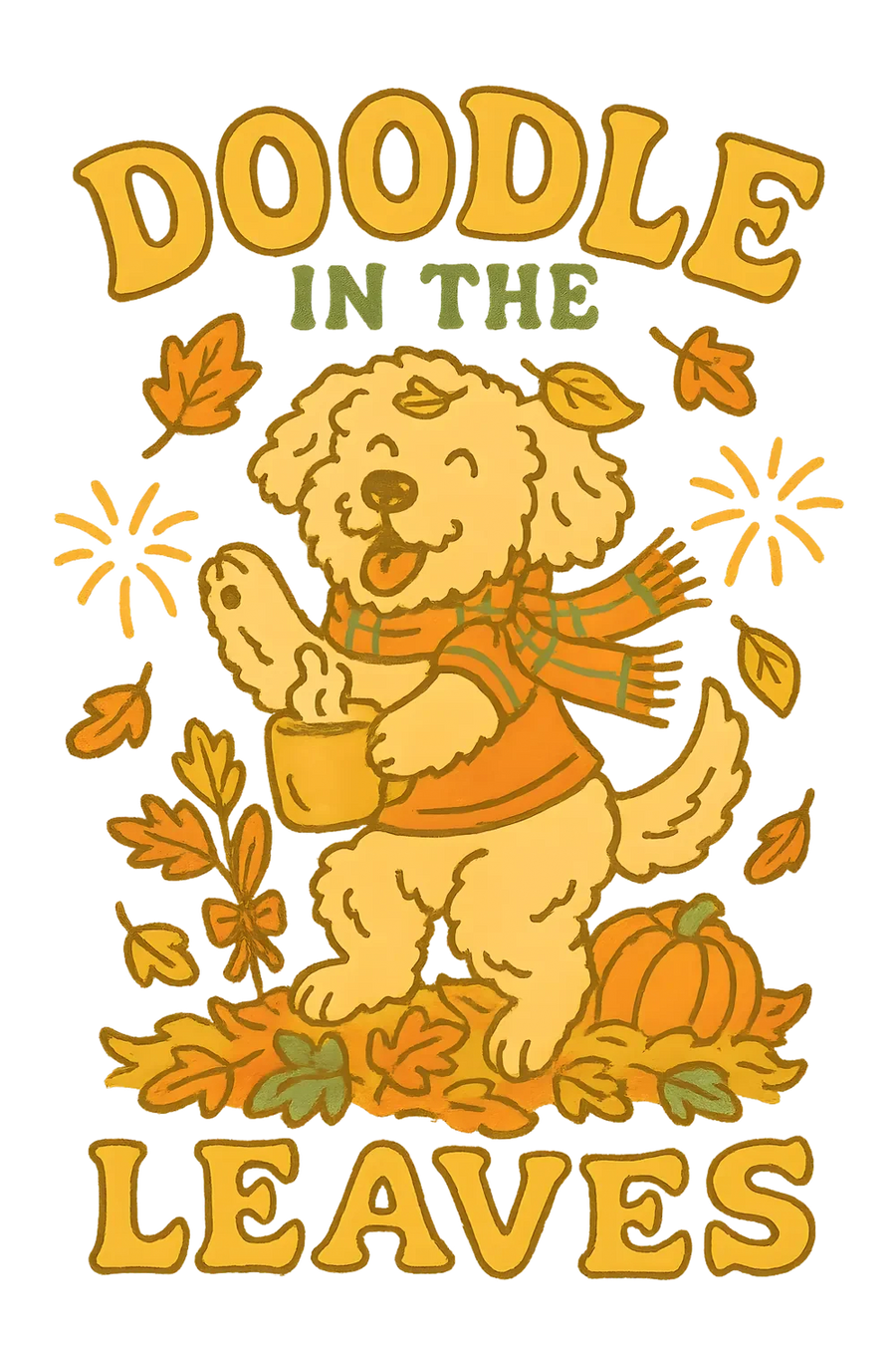 Doodle in the Leaves DTF Transfer Ready to Press