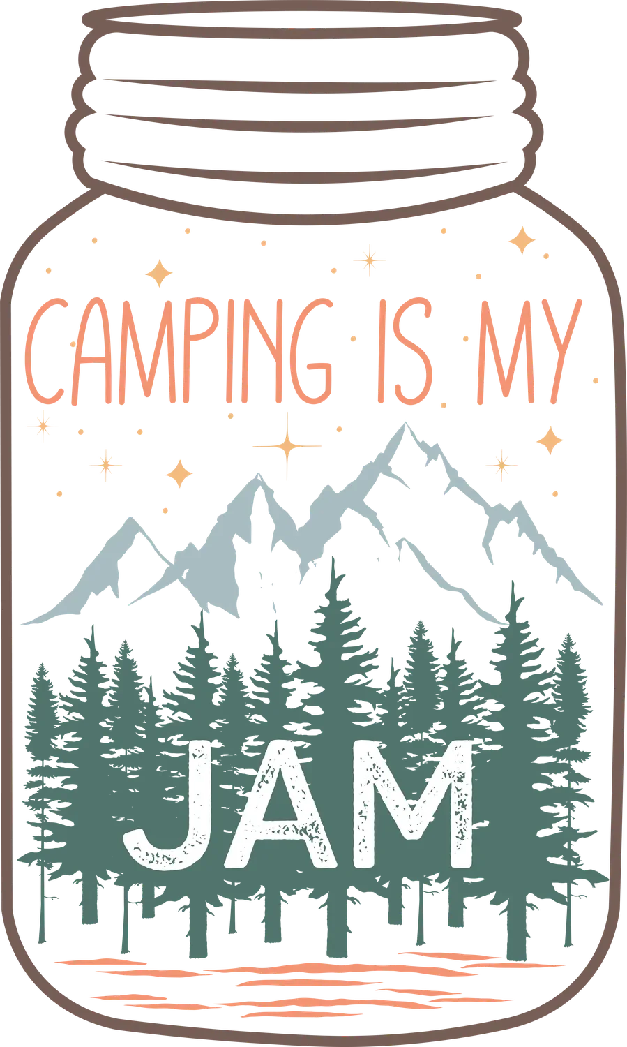 Campingausrüstung DTF Transfer Bügelfertig