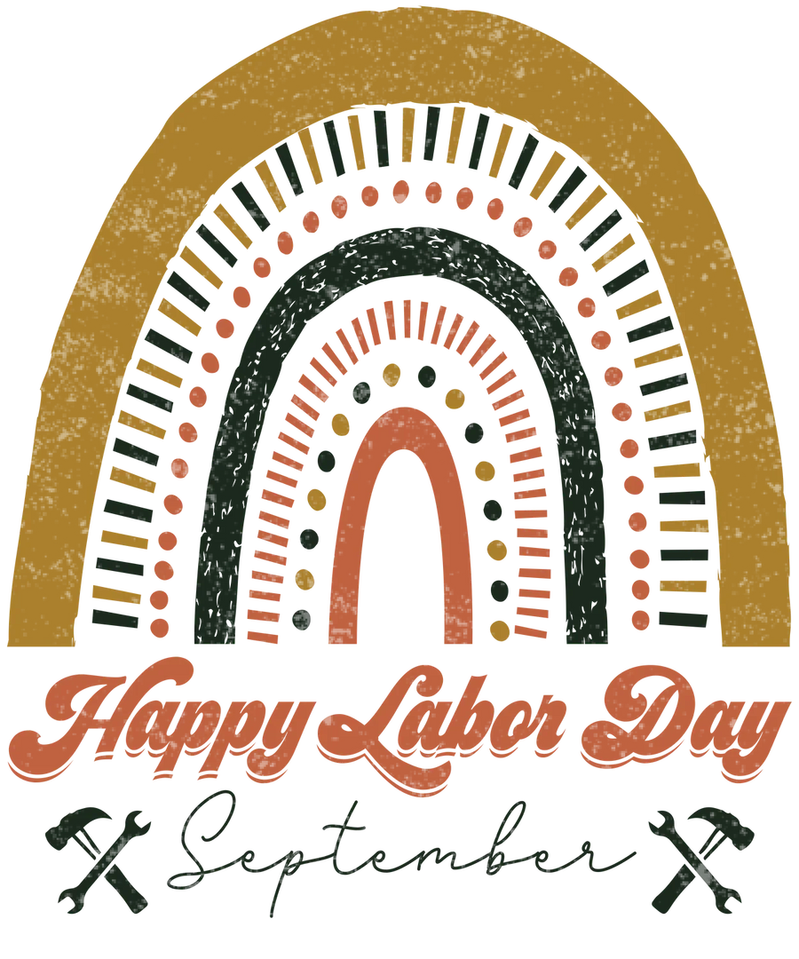 Labor Day Retro DTF Heat Transfer - Colorful Design