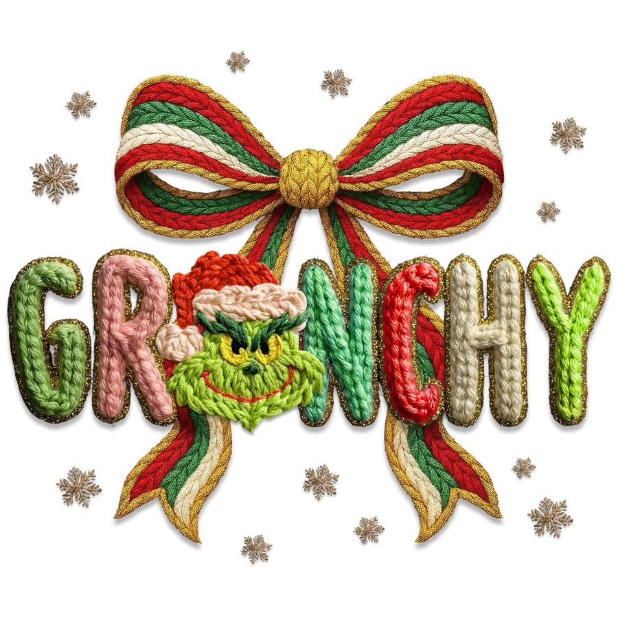 Grinchy Christmas Bow DTF Transfer Ready to Press