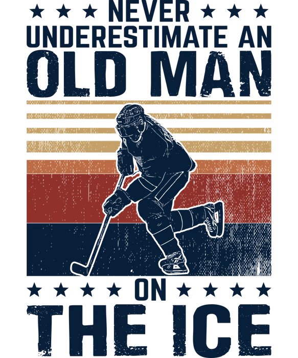 Old Man Ice Hockey DTF Transfer Ready to Press