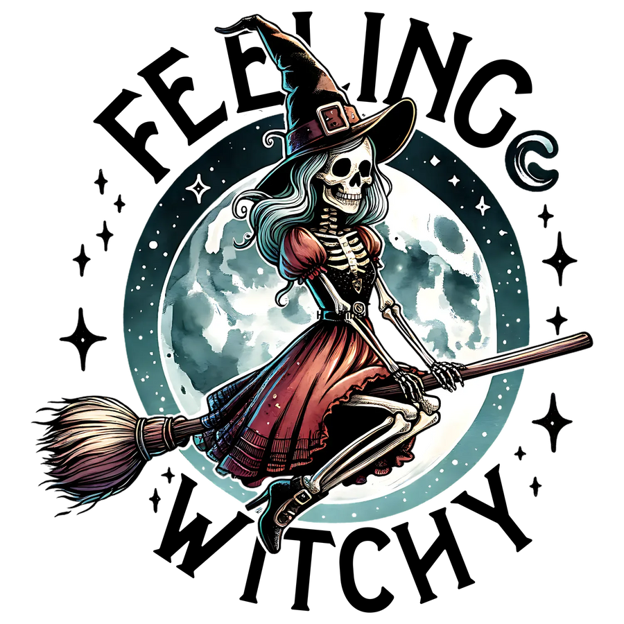 Halloween Witch Skeleton DTF Transfer Ready to Press