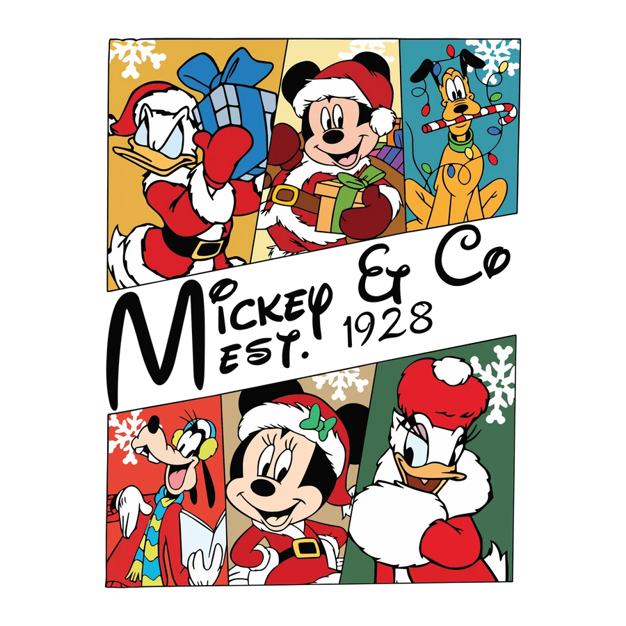 Weihnachtsstimmung Mickey & Friends DTF Transfer Bügelbereit