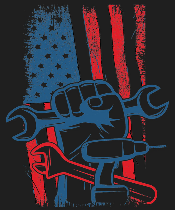 Patriotic Mechanic DTF Transfer | Strong and Proud