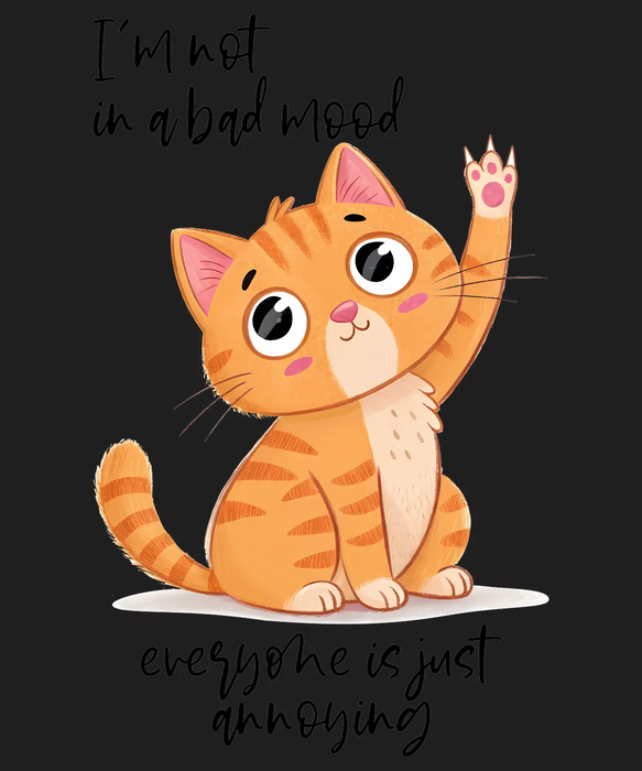 Cute Cat Wave DTF Transfer Ready to Press