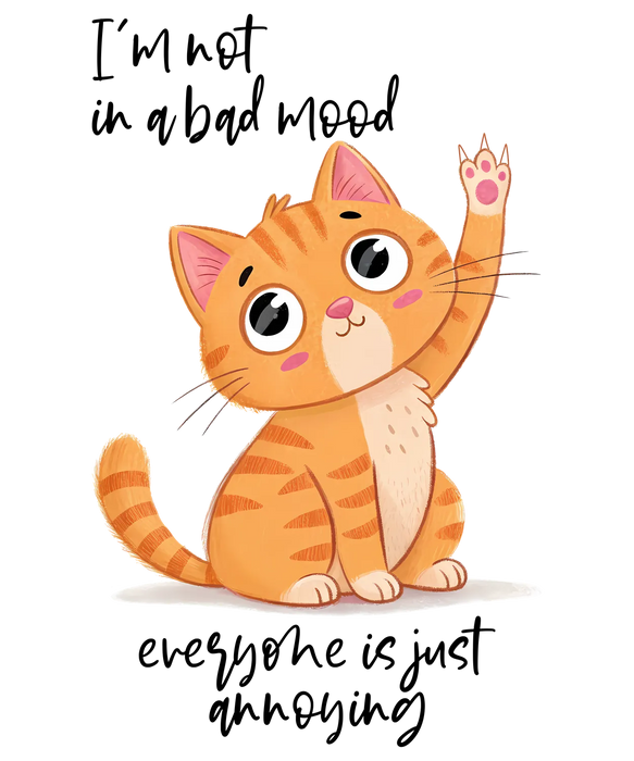 Cute Cat Wave DTF Transfer Ready to Press