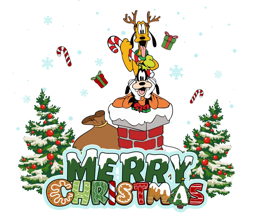Christmas Pluto Goofy DTF Transfer Ready to Press