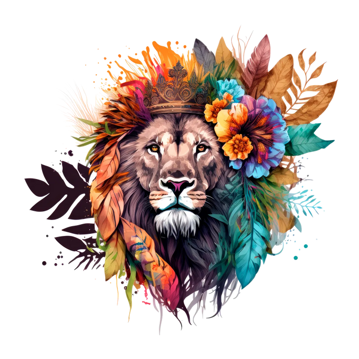 Lion King Floral Crown DTF Transfer Ready to Press