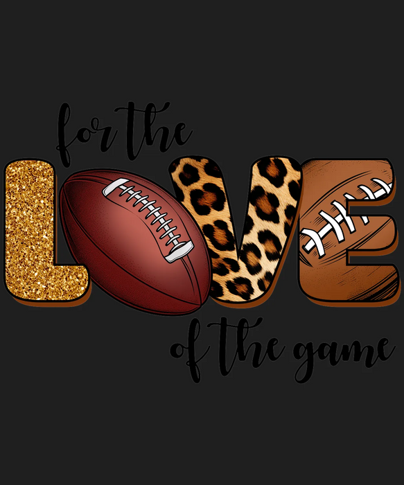 Love Football Glitter Leopard DTF Transfer Ready to Press