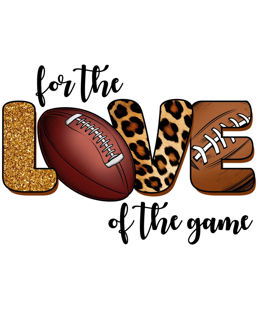 Love Football Glitter Leopard DTF Transfer Ready to Press