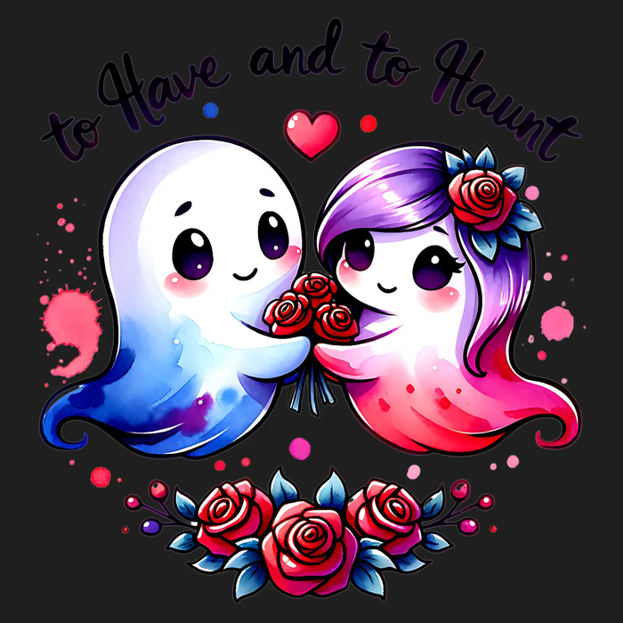 Cute Ghost Couple DTF Transfer Ready to Press