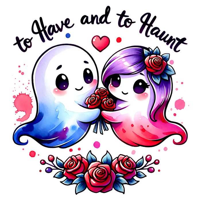 Cute Ghost Couple DTF Transfer Ready to Press