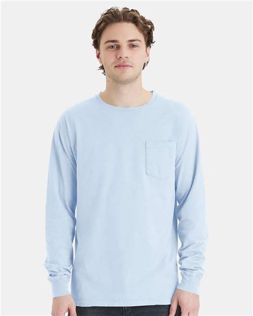 Garment-Dyed Long Sleeve T-Shirt With a Pocket