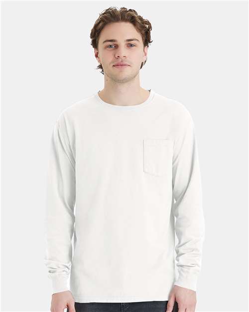 Garment-Dyed Long Sleeve T-Shirt With a Pocket