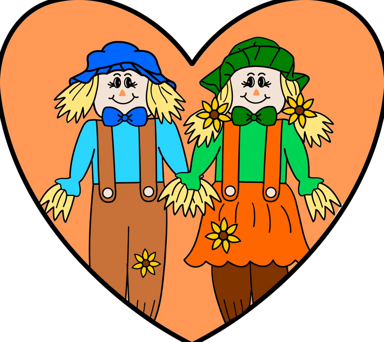 Scarecrow Lovers Heart DTF Transfer Ready to Press