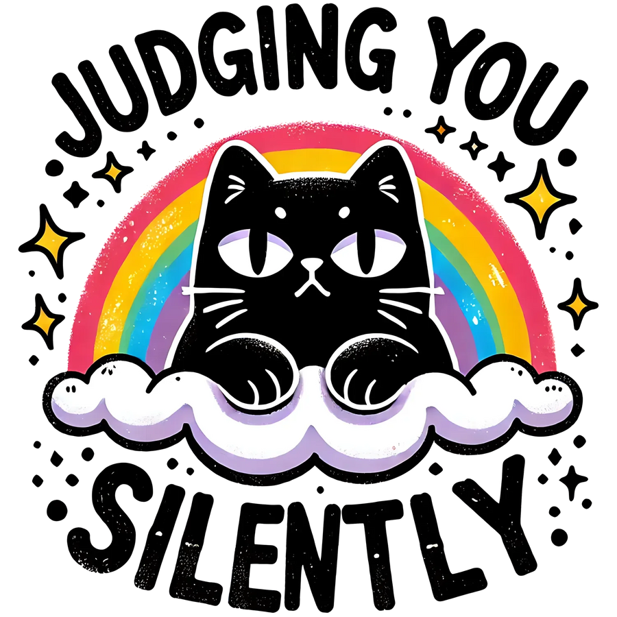 Katze Regenbogen DTF Transfer Bügelbild Fix & Fertig