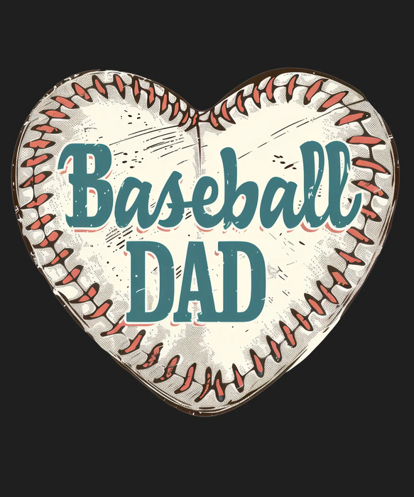 Baseball Dad Heart DTF Transfer Ready to Press