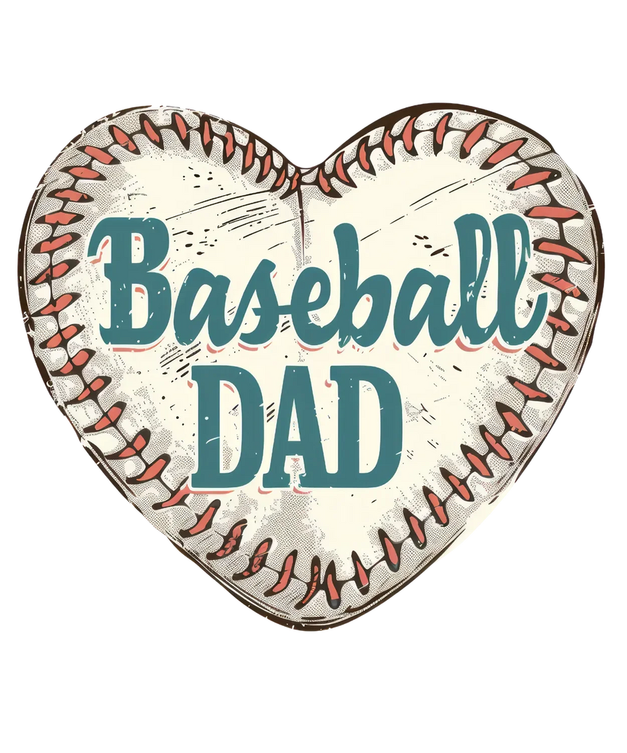 Baseball Dad Heart DTF Transfer Ready to Press
