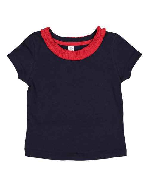 Toddler Girls' Ruffle Neck Fine Jersey Tee