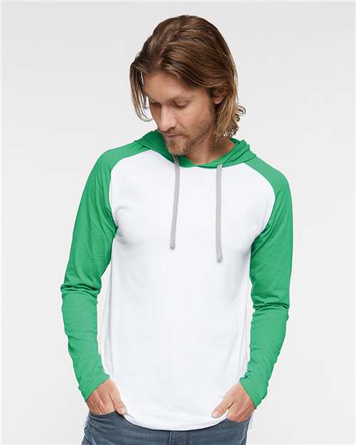 Fine Jersey Hooded Long Sleeve Raglan T-Shirt