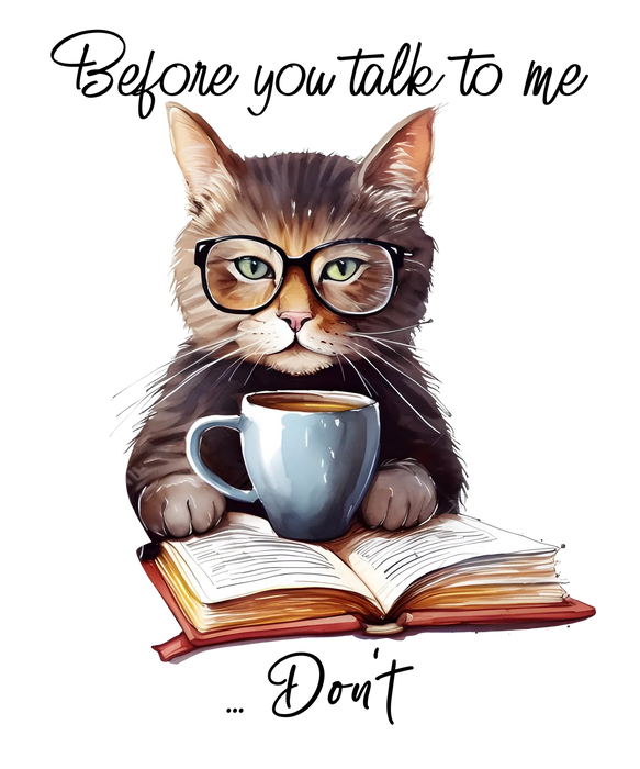 Bookish Cat DTF Transfer Ready to Press