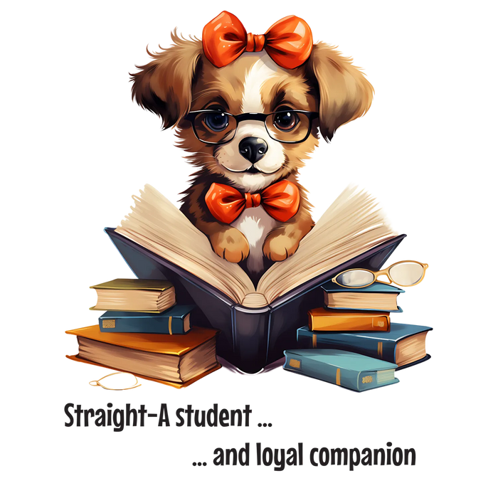 Puppy Reads Books DTF Transfer Ready to Press