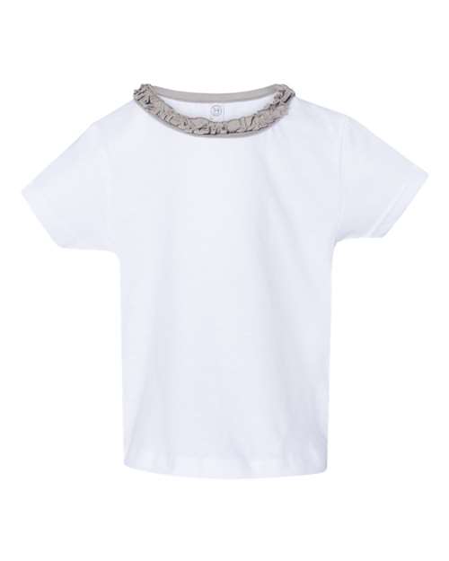 Toddler Girls' Ruffle Neck Fine Jersey Tee