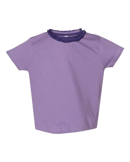 Toddler Girls' Ruffle Neck Fine Jersey Tee