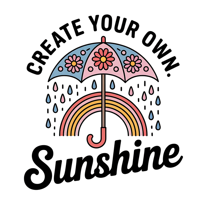 Rainbow Umbrella DTF Transfer Ready to Press