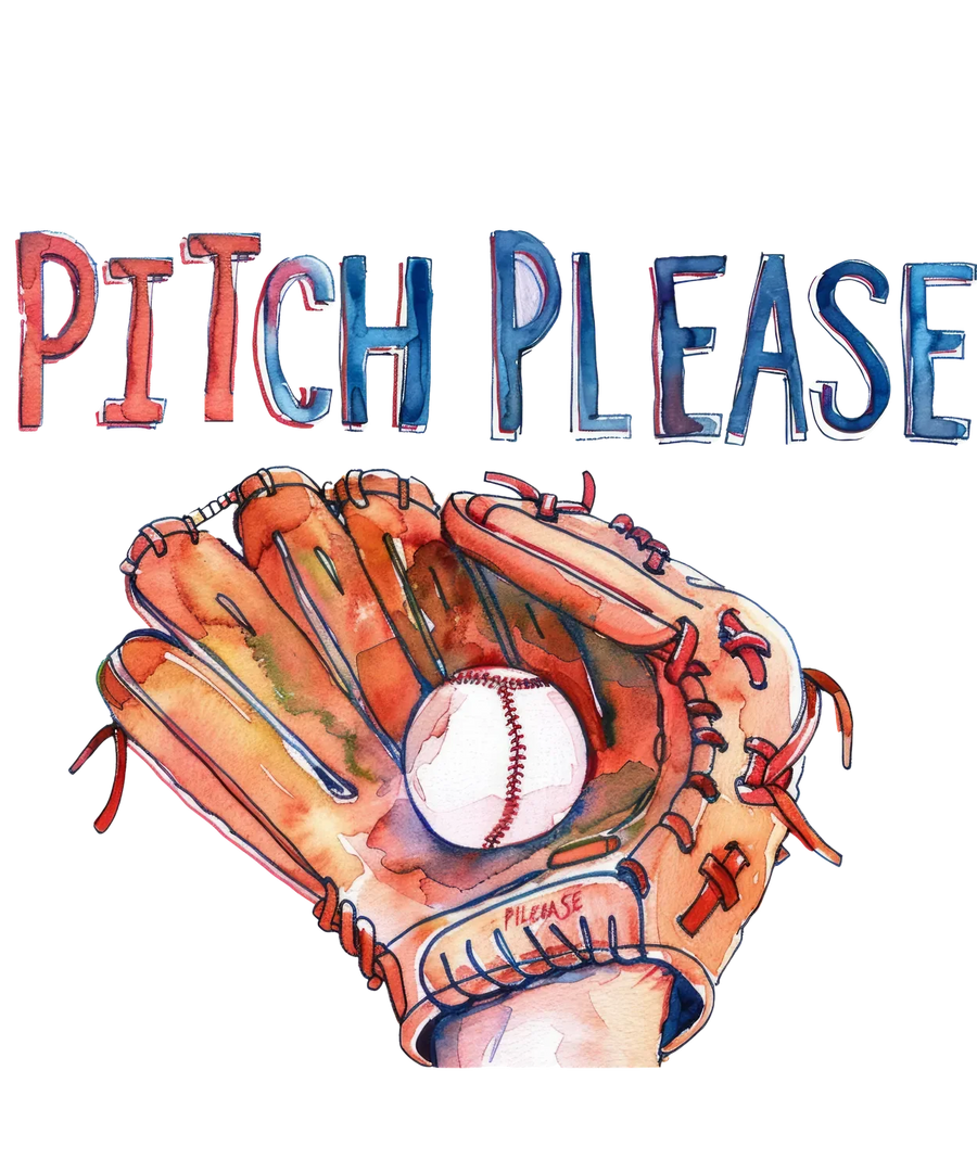 Baseball Glove DTF Ready to Press 'Pitch Please'