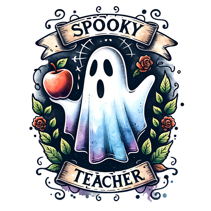 Spooky Teacher Ghost DTF Transfer Ready to Press