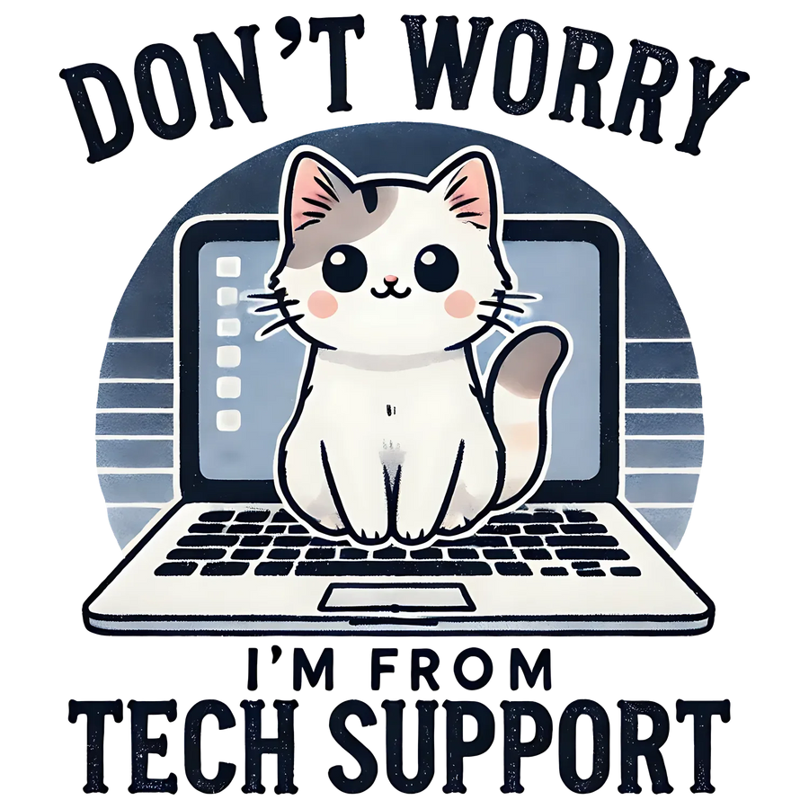 Katzen-Tech-Support DTF-Transfer Bereit zum Pressen