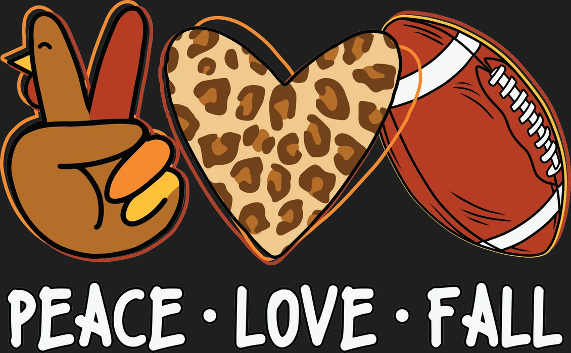 Autumn Fashion DTF Transfer Ready to Press: Peace, Love…