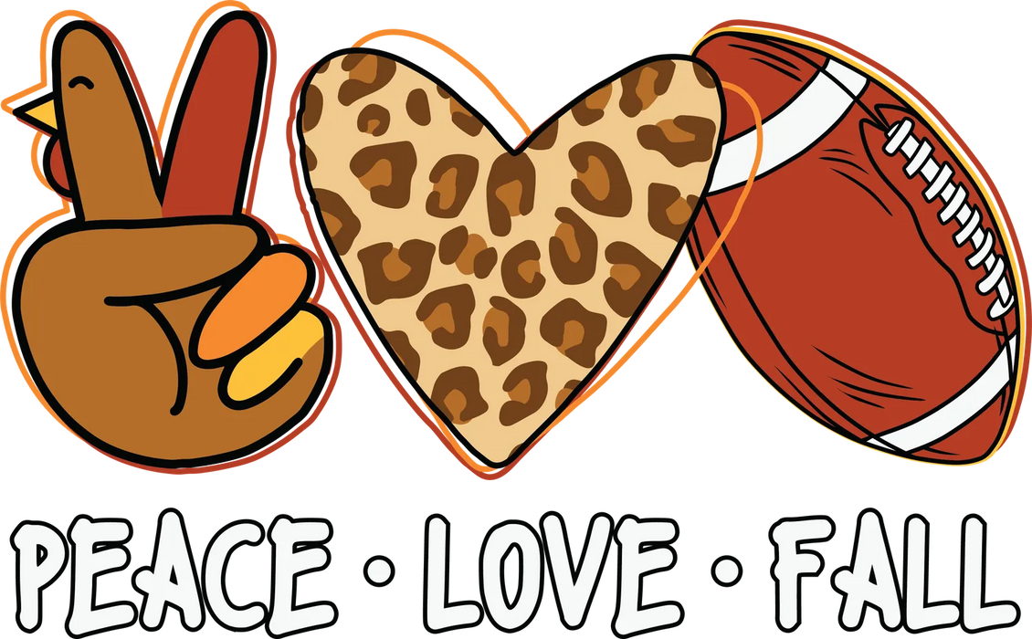 Autumn Fashion DTF Transfer Ready to Press: Peace, Love…