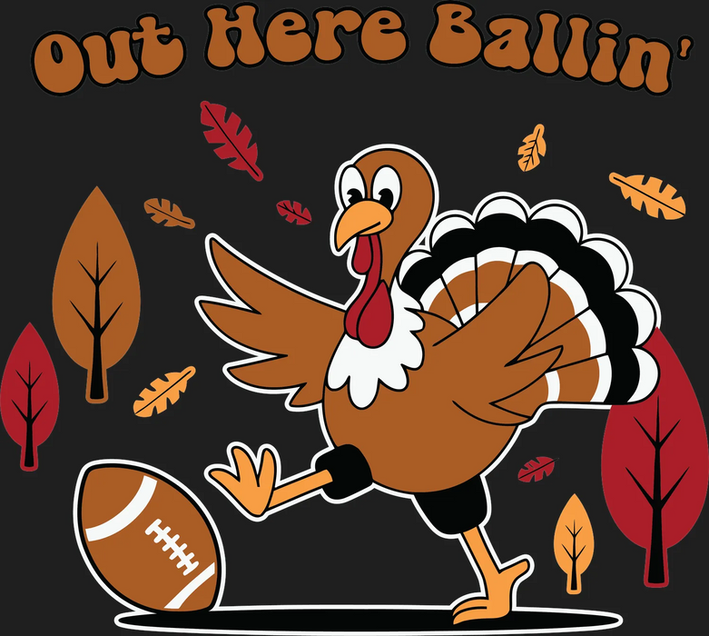 Thanksgiving Turkey Football DTF Transfer Ready to Press