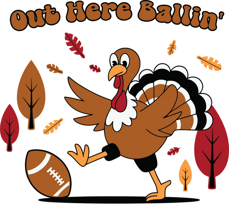 Thanksgiving Turkey Football DTF Transfer Ready to Press