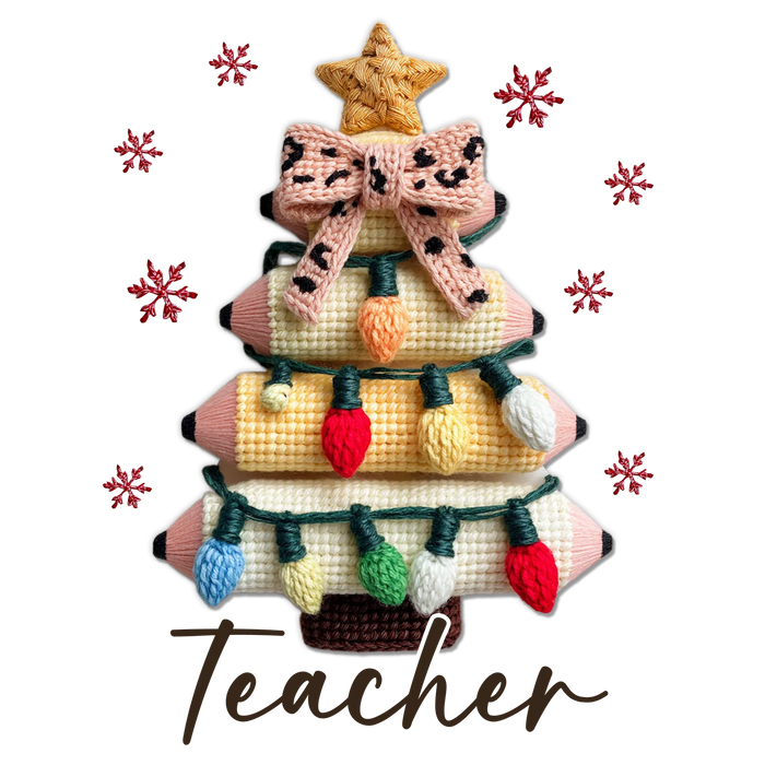 Teacher Holiday Tree DTF Transfer Ready to Press