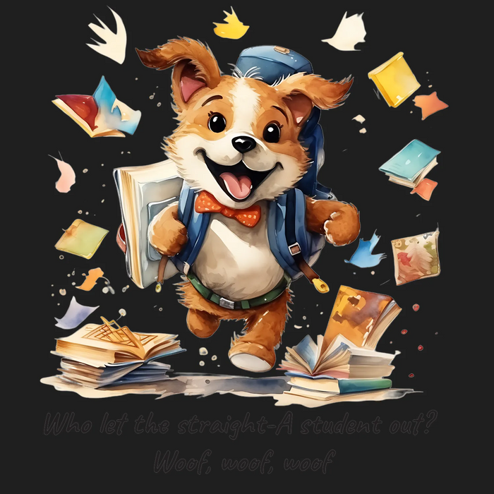 Cute Dog Student DTF Transfer Ready to Press