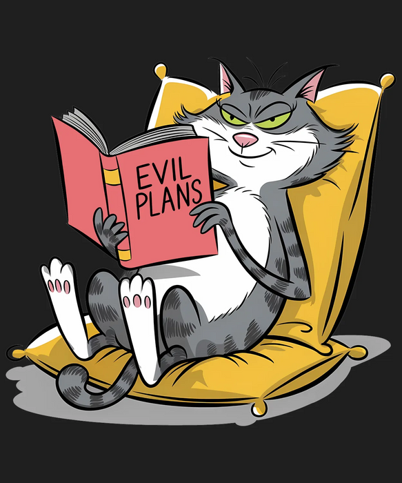 Cat DTF Transfer Ready to Press - 'Evil Plans'