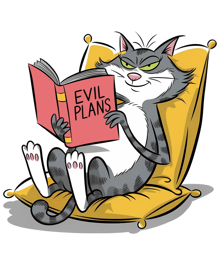 Cat DTF Transfer Ready to Press - 'Evil Plans'