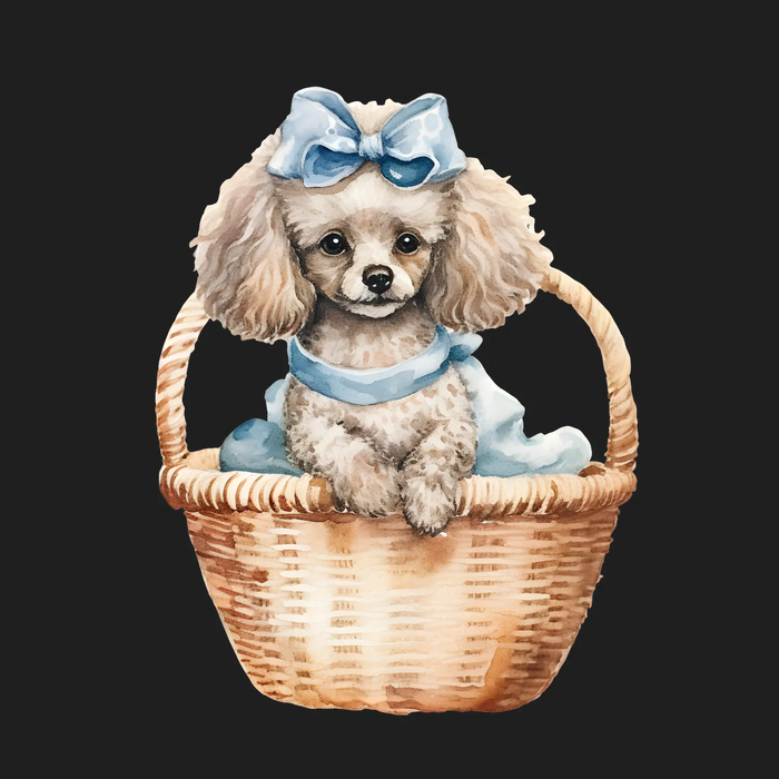 Cute Poodle Basket DTF Transfer Ready to Press