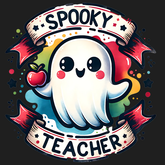 Spooky Teacher Ghost DTF Transfer Ready to Press